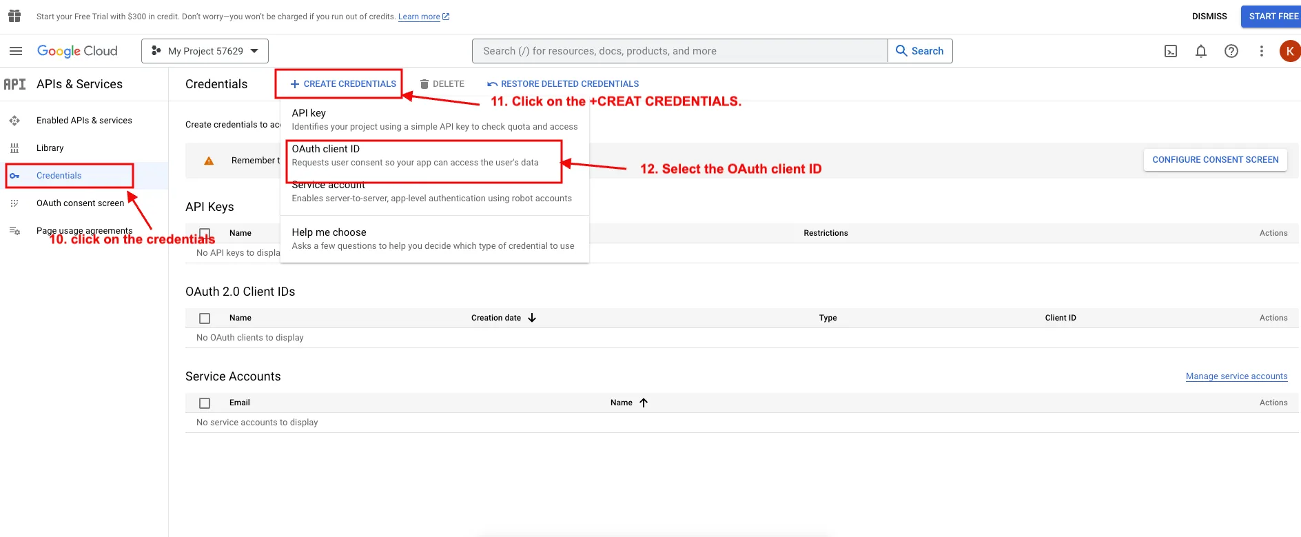 API and service page