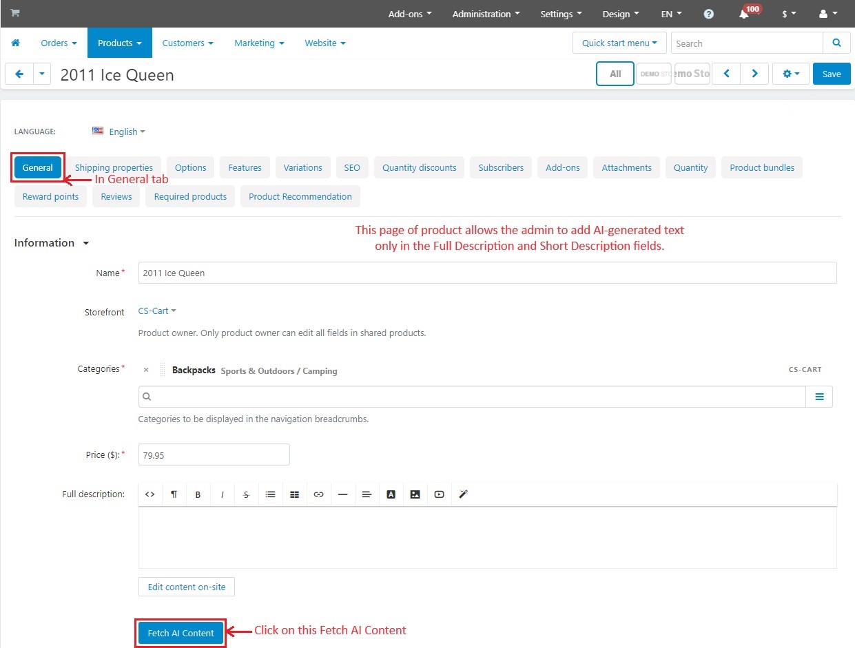 Page allow admin to add AI-generated content