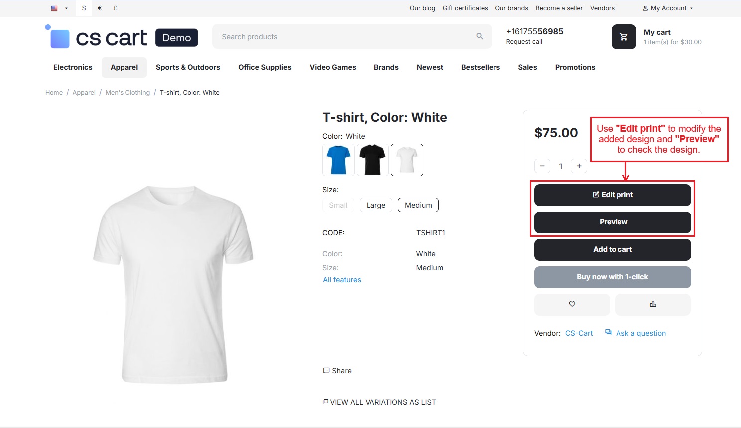 Edit, preview and add to cart