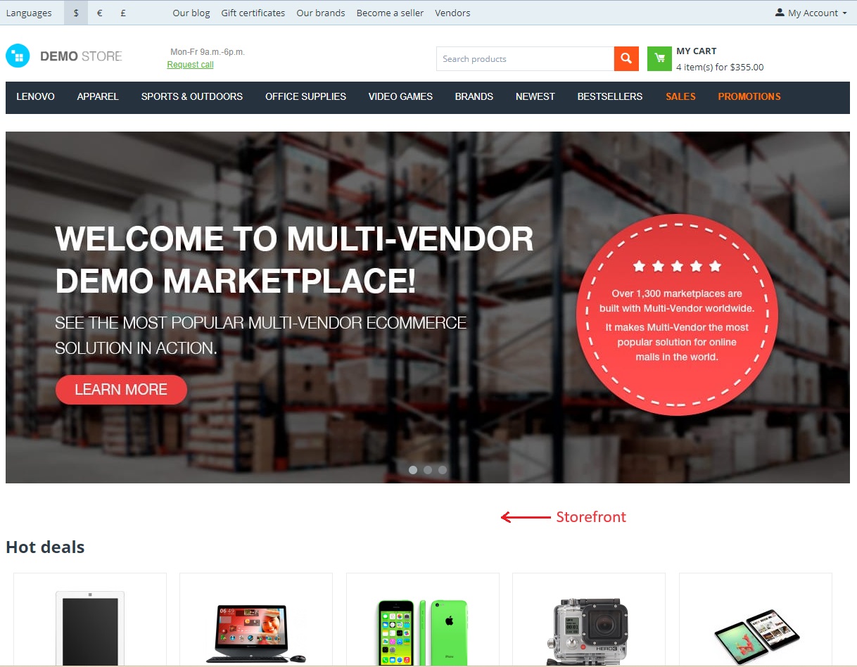 Storefront page