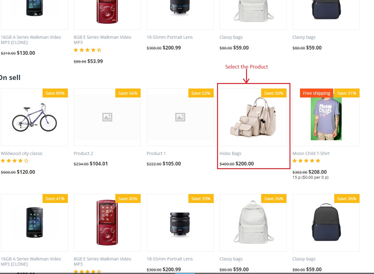 Select any product from products list