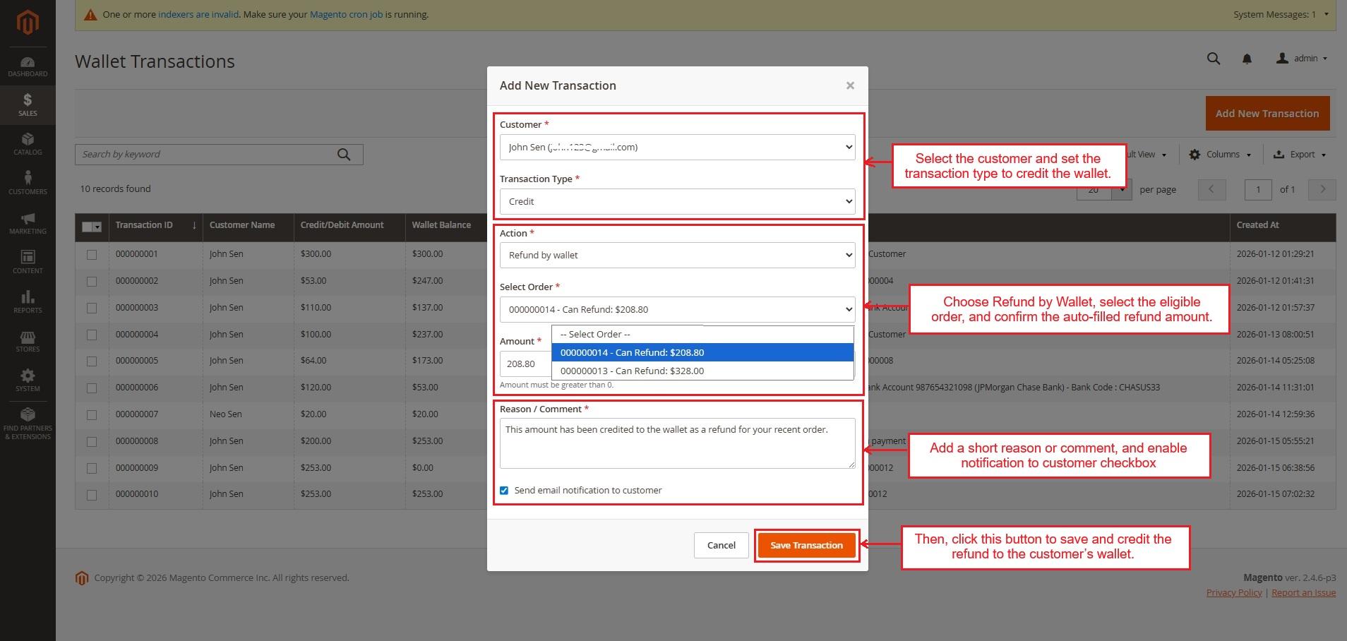 Add new transaction and save it