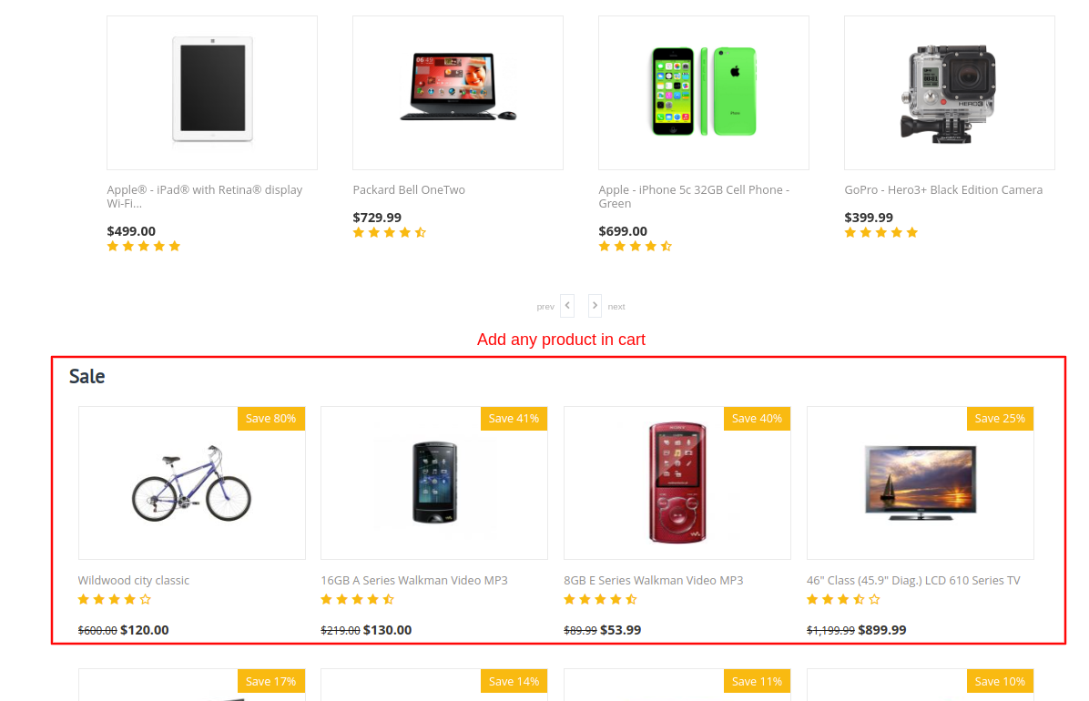 product to cart page