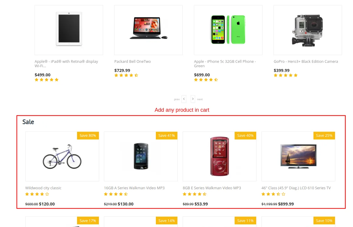 product to cart page