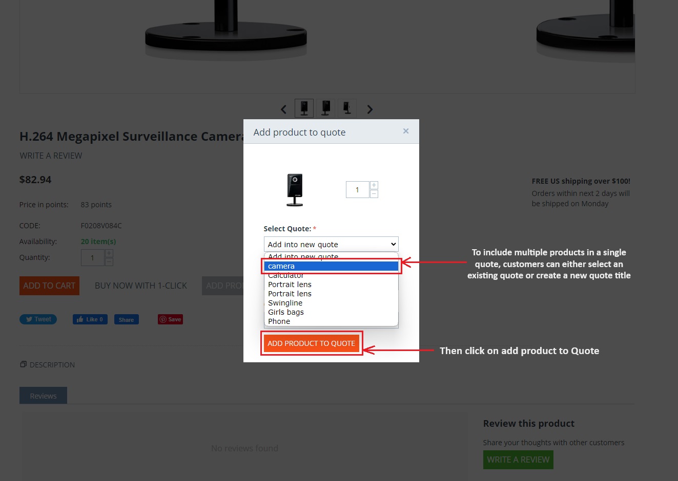 Include multiple products in single quote