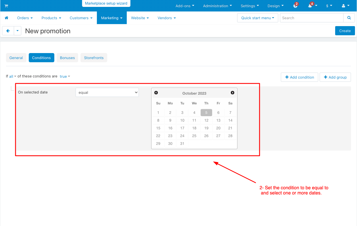 condition editing page