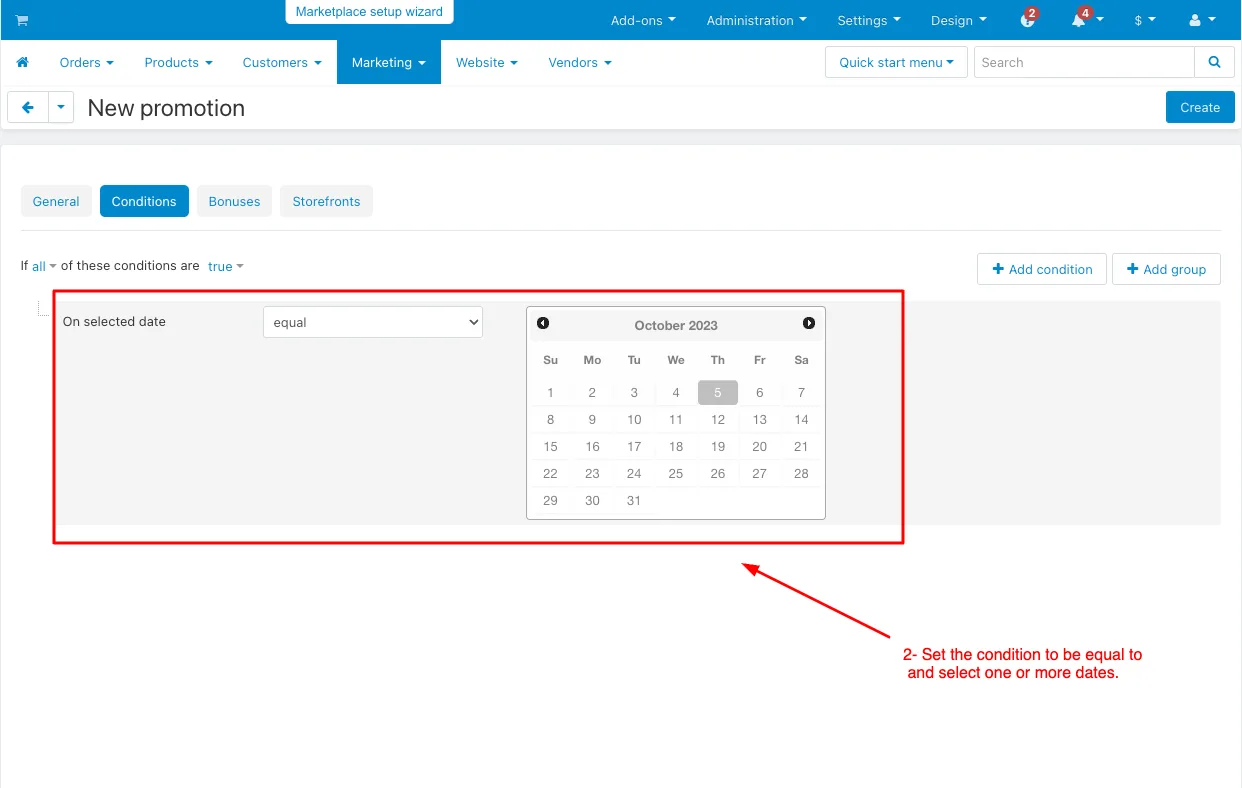 condition editing page