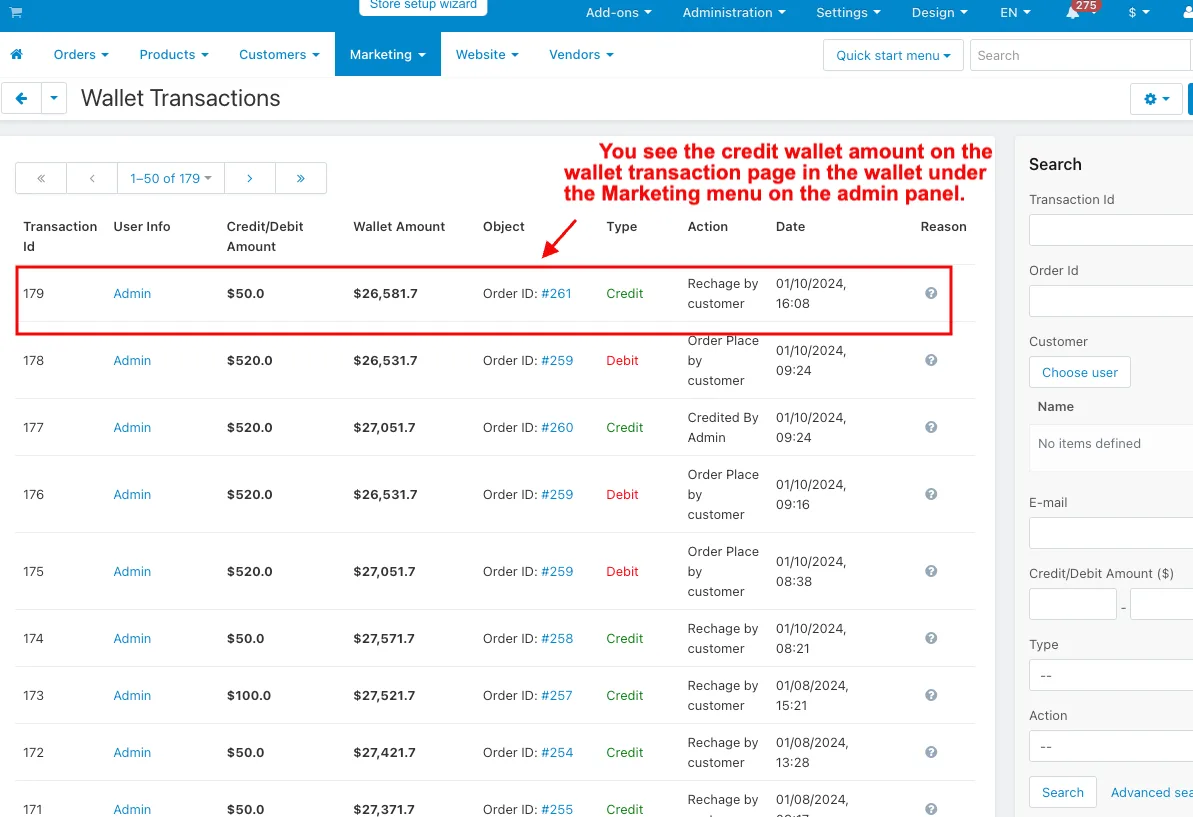 CS-Cart Wallet Add-on: Store Credit & Refunds — illustration 34
