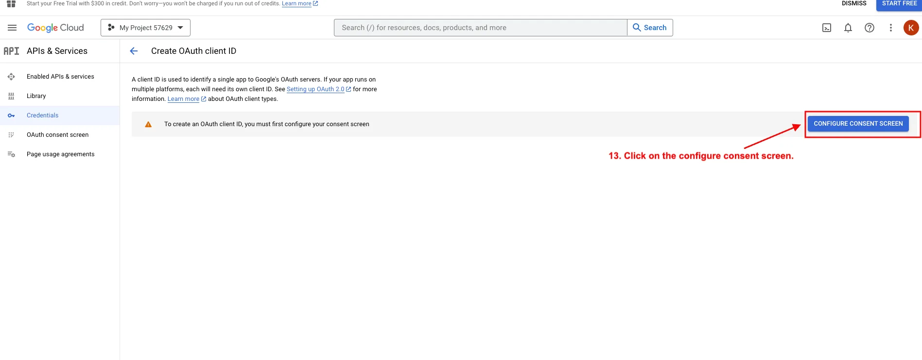 Configure consent screen