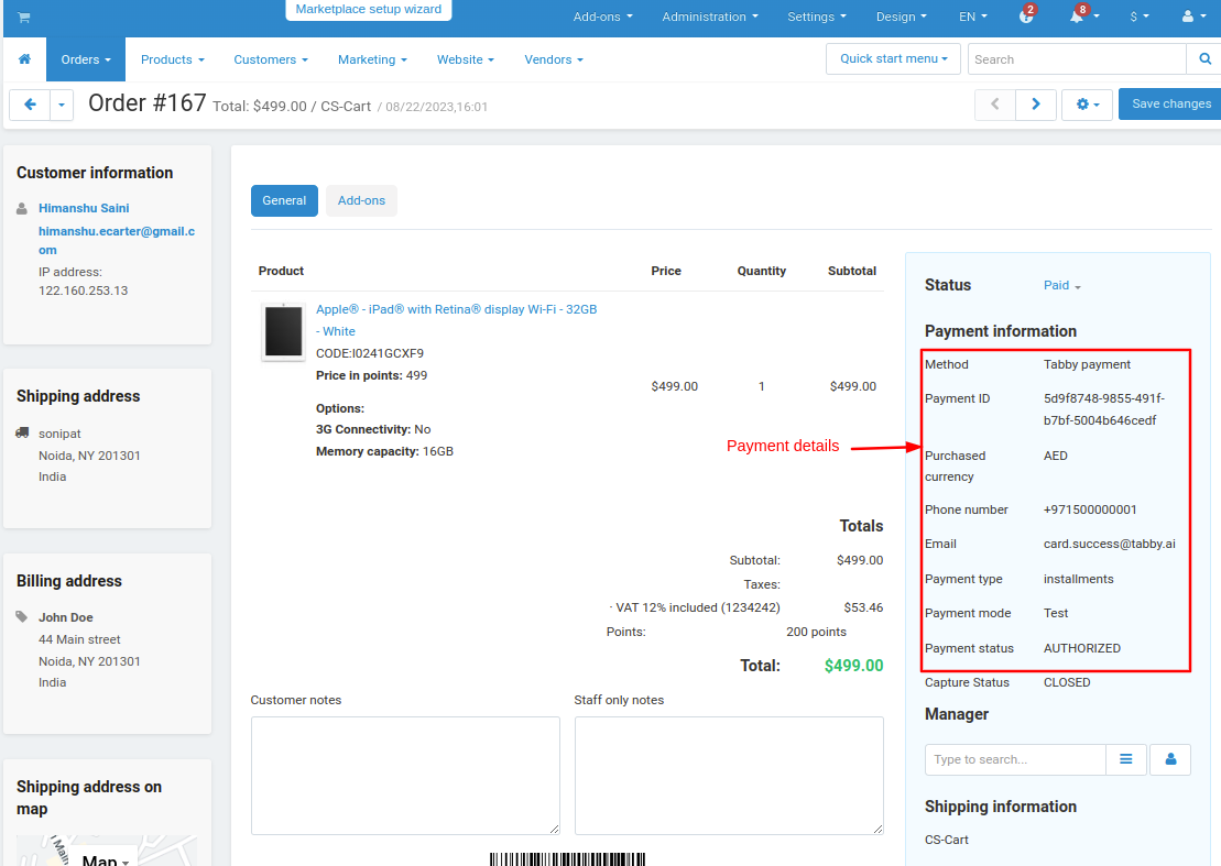 Payment details