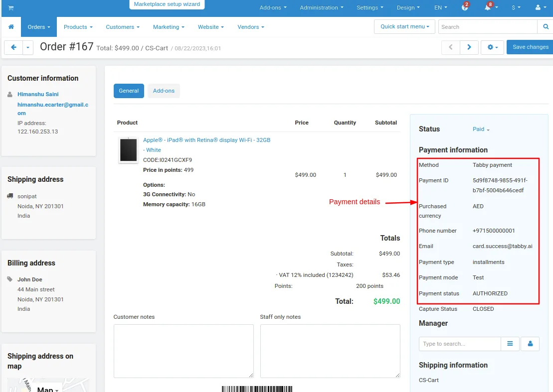 Payment details