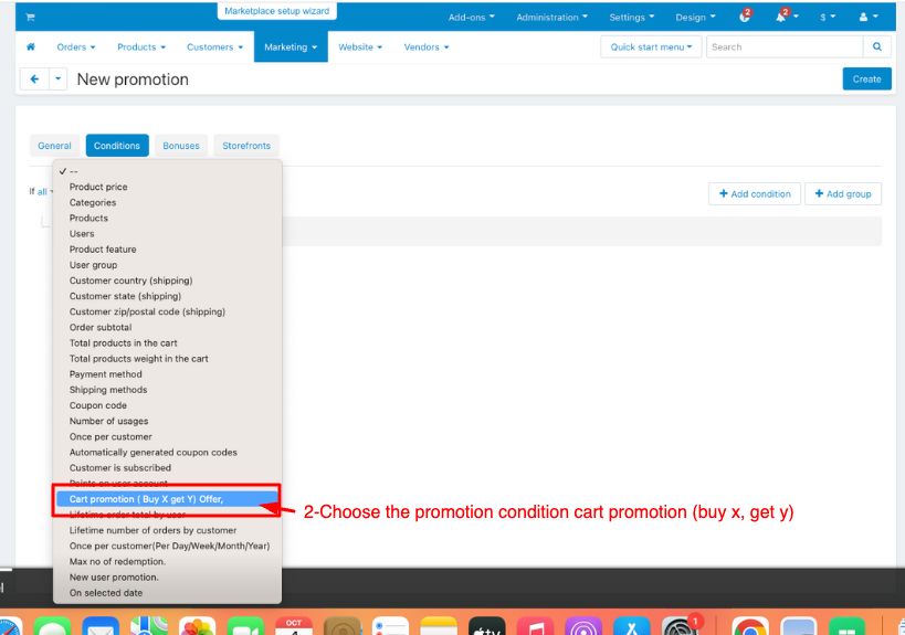 select the condition page