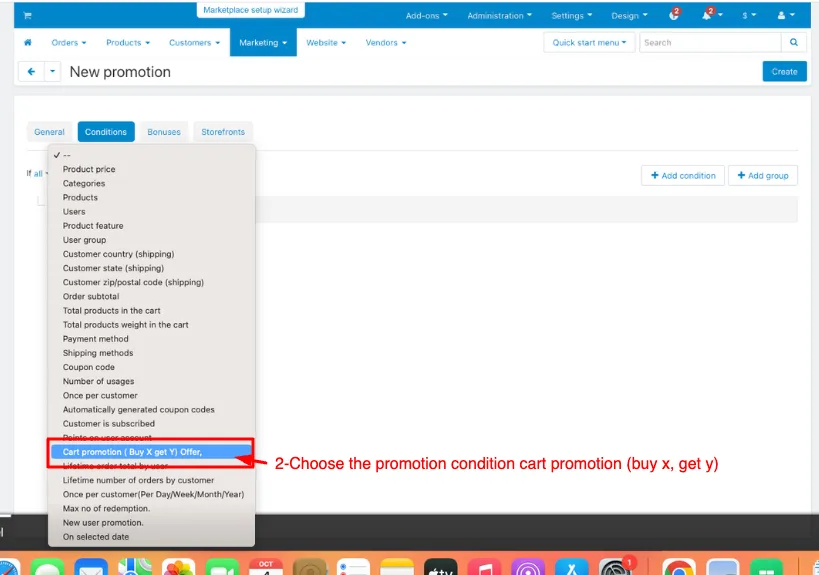 select the condition page