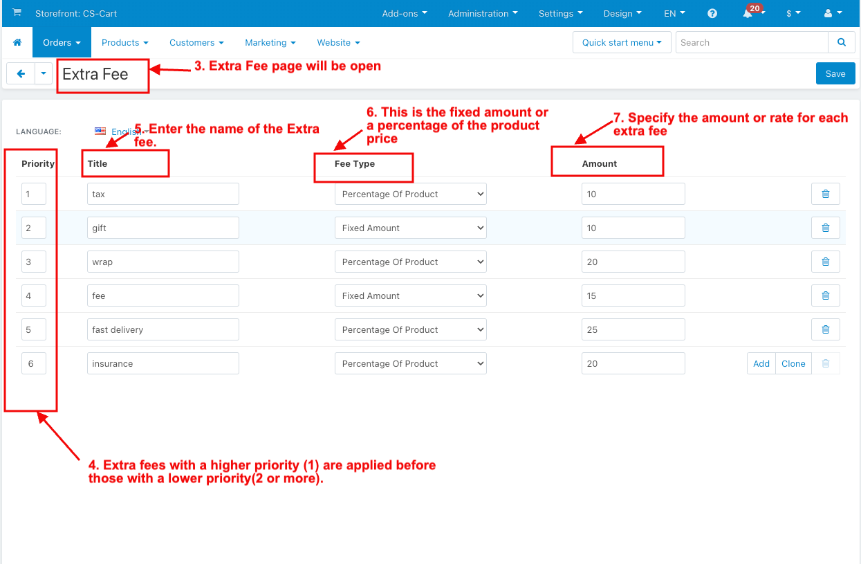 order extra fee page
